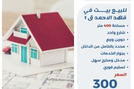 للبيع بيت في فهد الاحمدي
